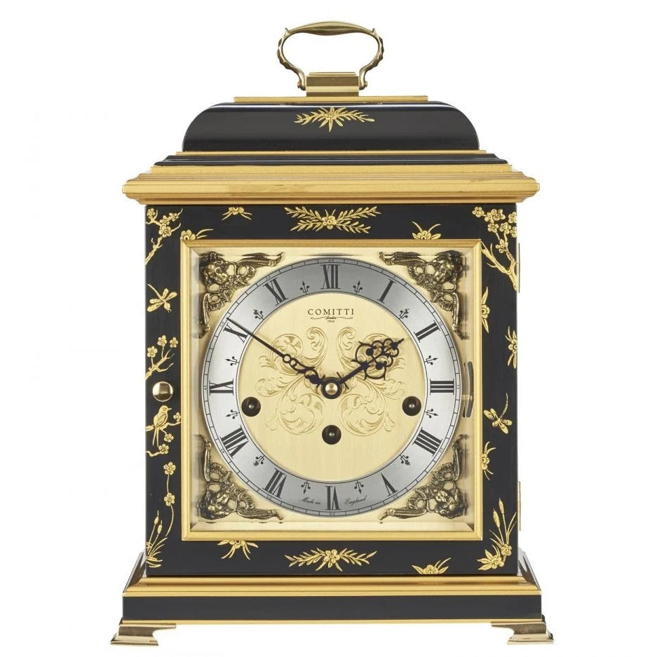 Comitti The Georgian Basket Top in Chinoiserie (Samurai Artwork), Triple Chime Table Clock C4609TCH-B