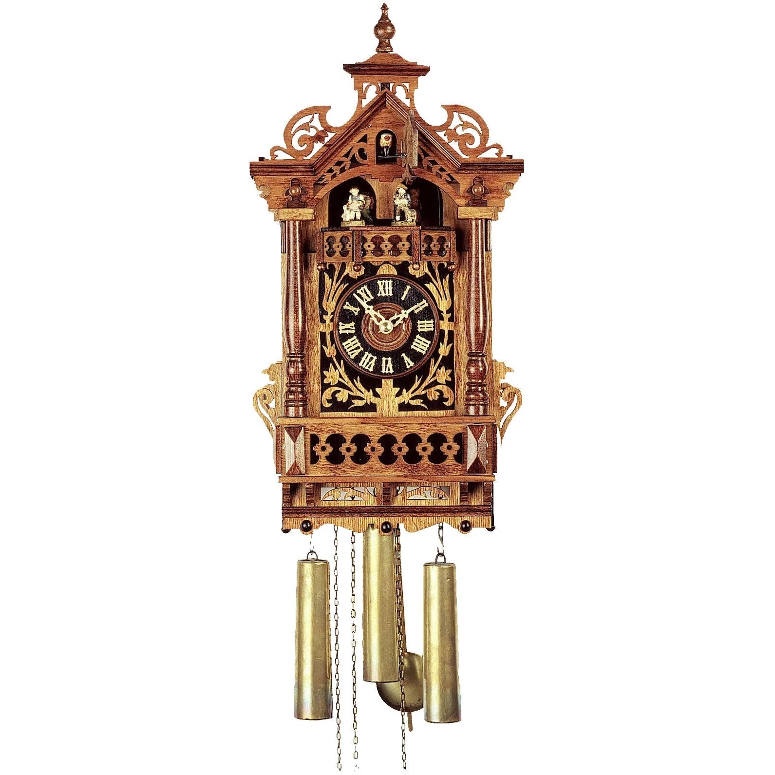 Rombach & Haas (Romba) FRETWORK Model 8364 8-DAY Black Forest Cuckoo Clock with Music Box, Animated Figures and Intricate Details