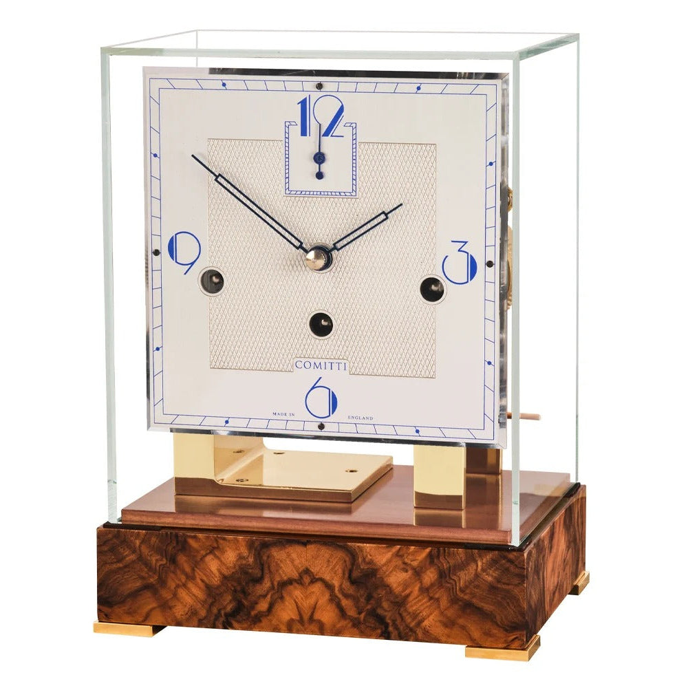 Comitti Stratford c4227tchbr Table Clock, Brass & Burr Walnut