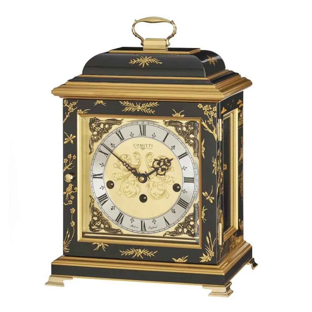 Comitti The Georgian Basket Top in Chinoiserie (Samurai Artwork), Triple Chime Table Clock C4609TCH-B