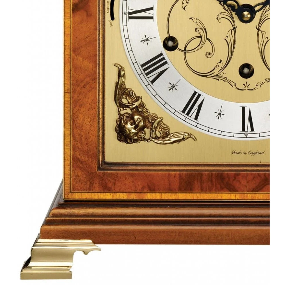 Comitti The Queen Anne - Triple chime 9 bell Table Clock, Burr Walnut, C4112TCH