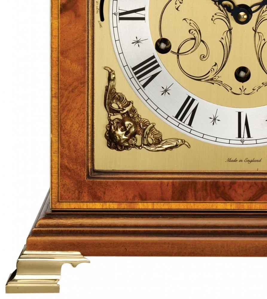 Comitti The Queen Anne - Triple chime 9 bell Table Clock, Burr Walnut, C4112TCH