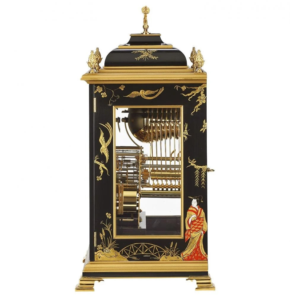 Comitti The Queen Anne in Chinoiserie (Geisha Artwork), Triple chime 9 bell Table Clock C4623TCH-B
