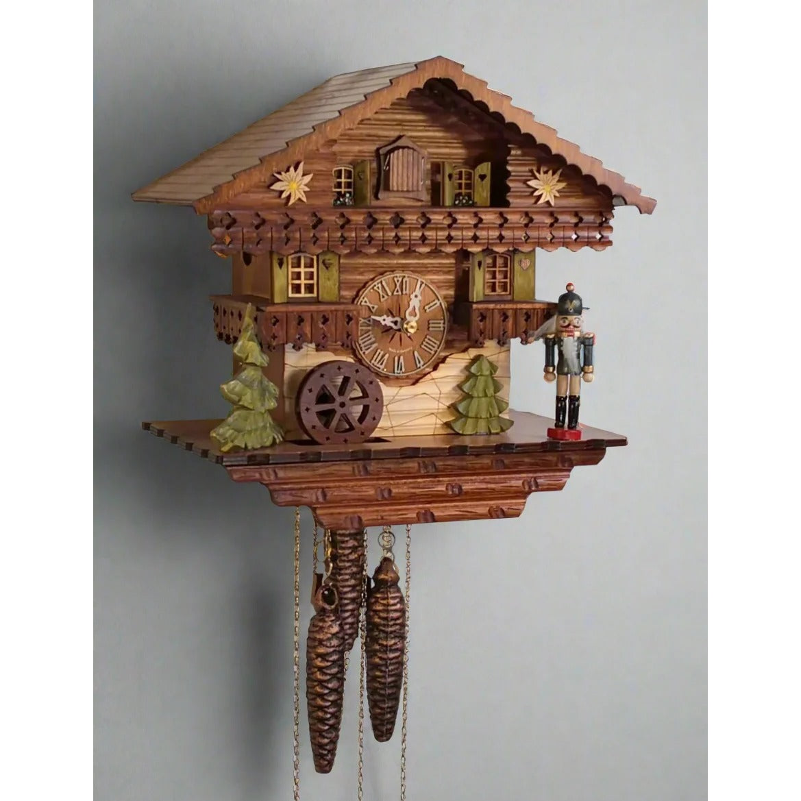 Sternreiter NUTCRACKER Black Forest 1-Day Mechanical Musical Cuckoo Clock #1393 with Traditional Bavarian chalet