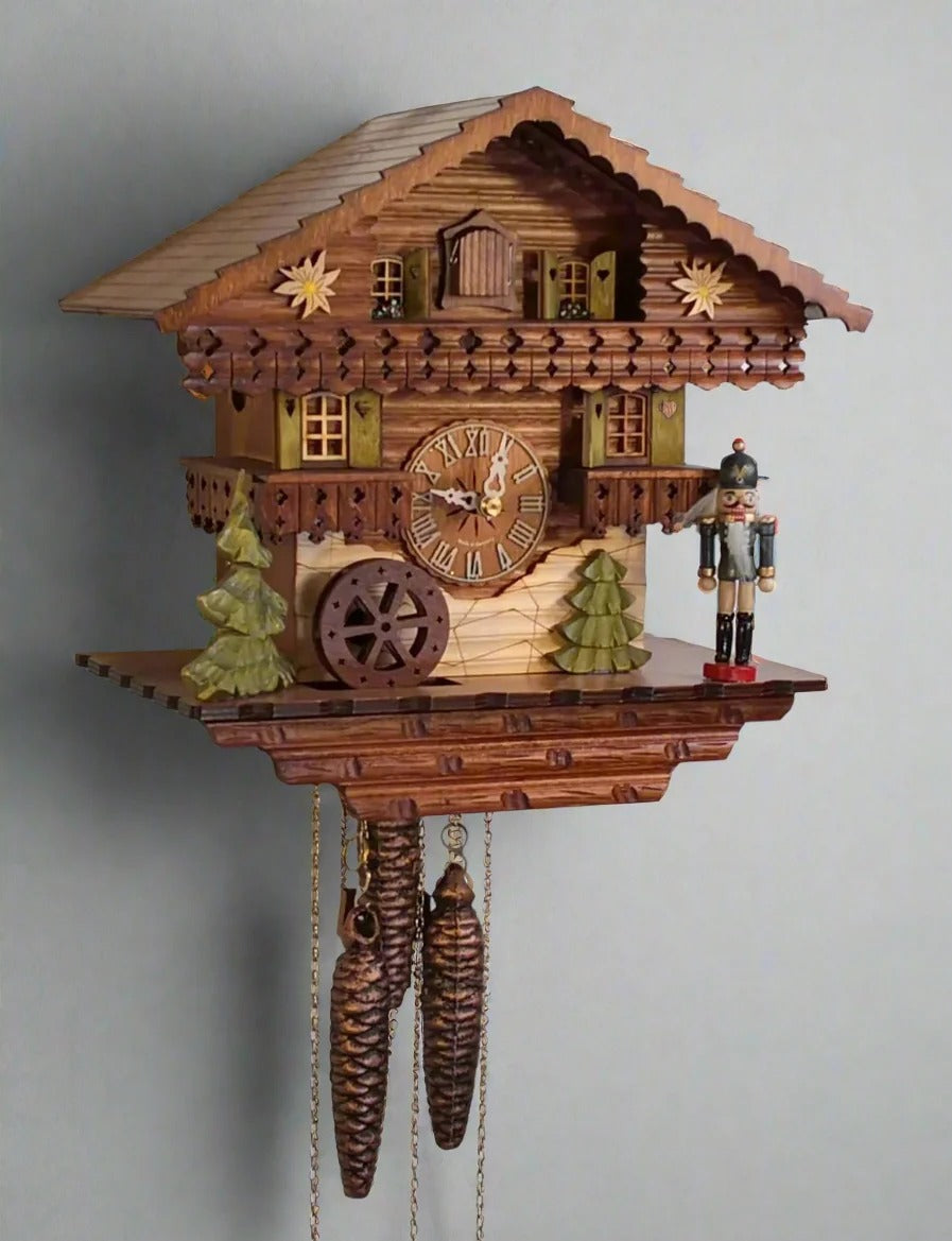 Sternreiter NUTCRACKER Black Forest 1-Day Mechanical Musical Cuckoo Clock #1393 with Traditional Bavarian chalet
