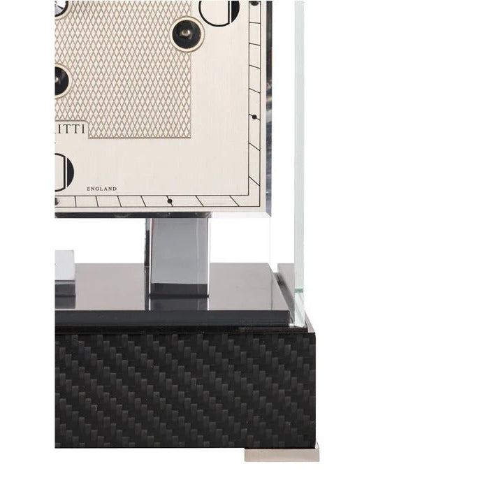 Comitti Stratford c4627tchch Table Clock, Chrome Plated Mechanism on a Carbon-fiber Base