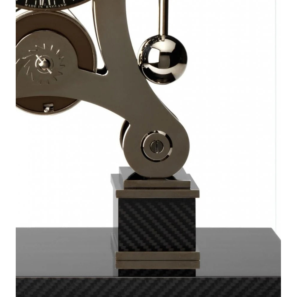 Comitti  Navigator S5666B Table Clock, Limited Edition, Black Rhodium Plated, Gloss Carbon Fibre Base.