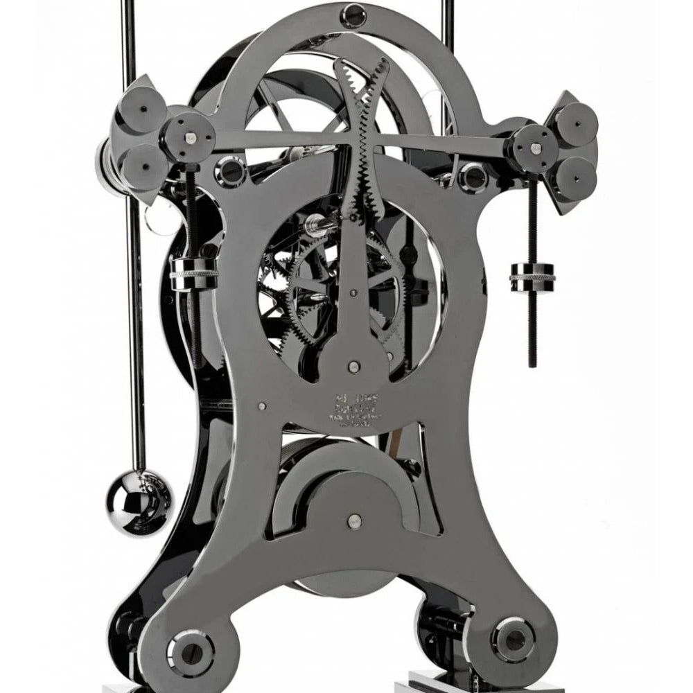 Comitti  Navigator S5666B Table Clock, Limited Edition, Black Rhodium Plated, Gloss Carbon Fibre Base.