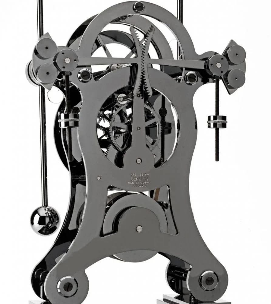 Comitti  Navigator S5666B Table Clock, Limited Edition, Black Rhodium Plated, Gloss Carbon Fibre Base.