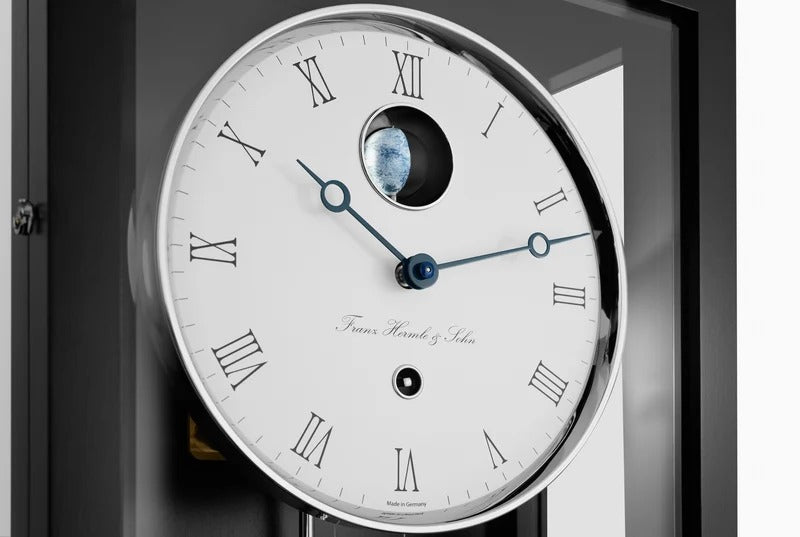 Hermle HUDSON Mechanical Regulator Wall Clock 71012740761, Month Runner, Three Dimensional Moon Sphere