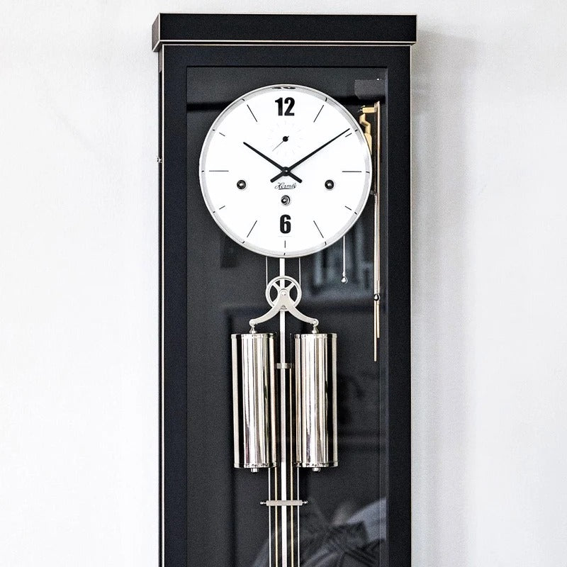 Hermle ABBOT 8-Day Cable Driven Regulator Wall Clock, Westminster Chimes, Black Finish, 70993740351