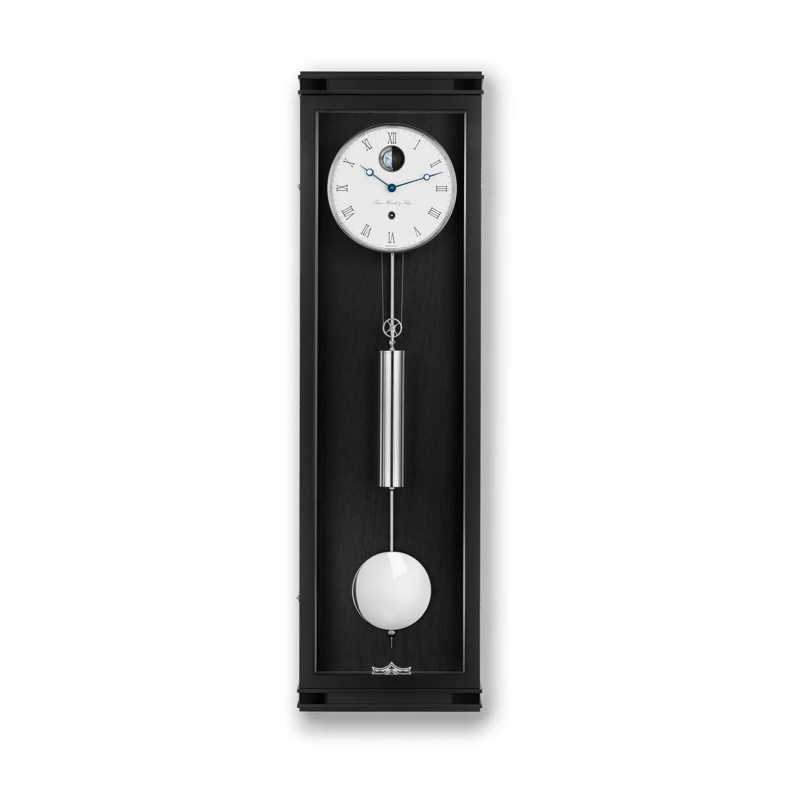 Hermle HUDSON Mechanical Regulator Wall Clock 71012740761, Month Runner, Three Dimensional Moon Sphere