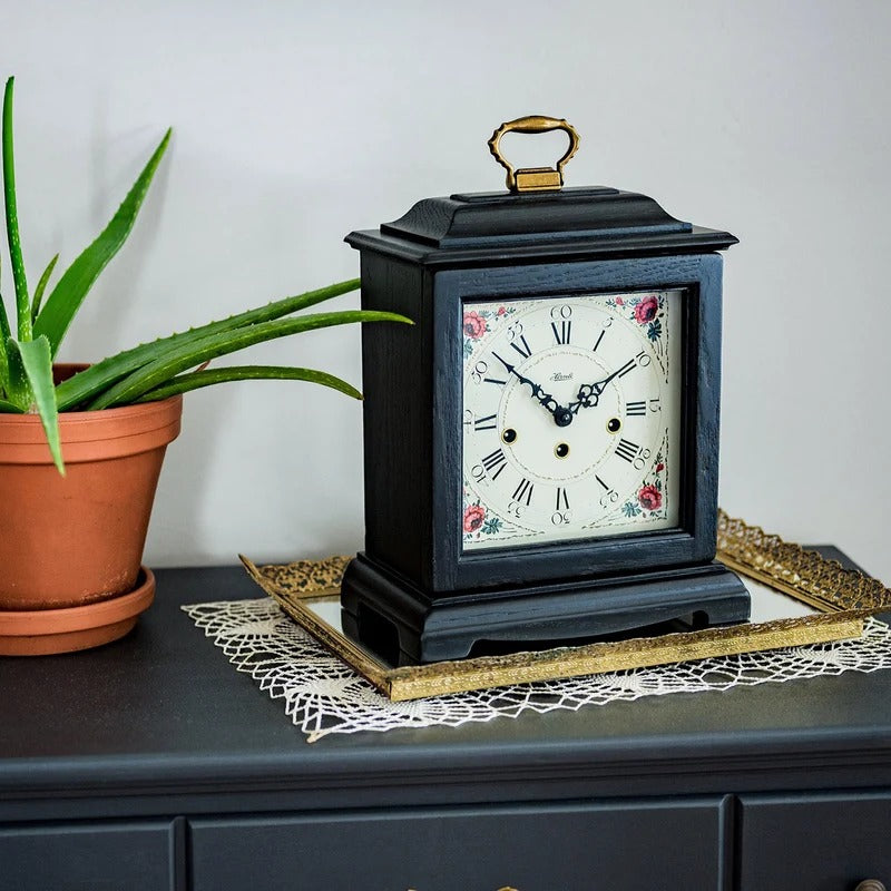 Hermle AUSTEN Bracket-Style Mechanical Mantel Clock 22518B0340, Black or White