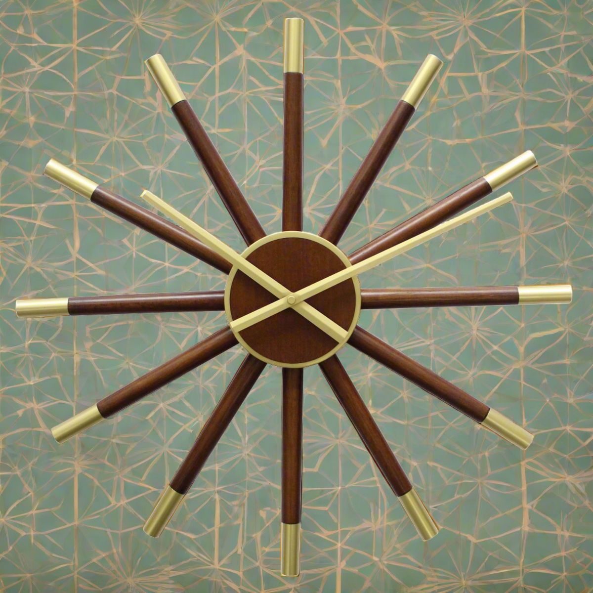 Hermle Layla gold and wood sunburst wall clock