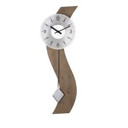 Hermle MAREN Curved Pendulum Wall Clock, Dark Oak Model 771004042200