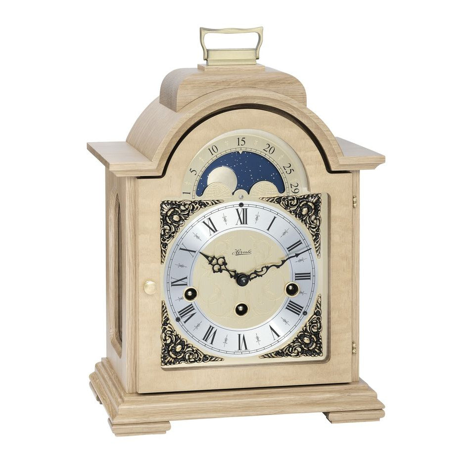 Hermle DEBDEN Mechanical Table Clock 22864050340, Light Oak
