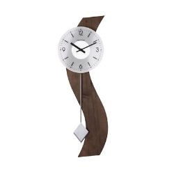 Hermle MAREN Curved Pendulum Wall Clock, Walnut Model 771004032200
