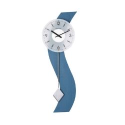 Hermle MAREN Curved Pendulum Wall Clock, Blue Model 771004Q72200