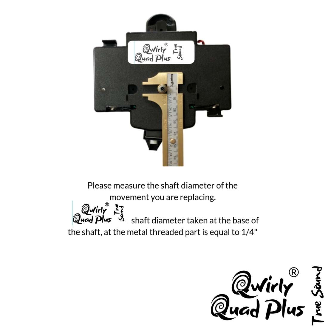 Quad Plus, True Tone Quartz Clock Movement Three Shaft Sizes, Replaces Hermle 2114, 2115