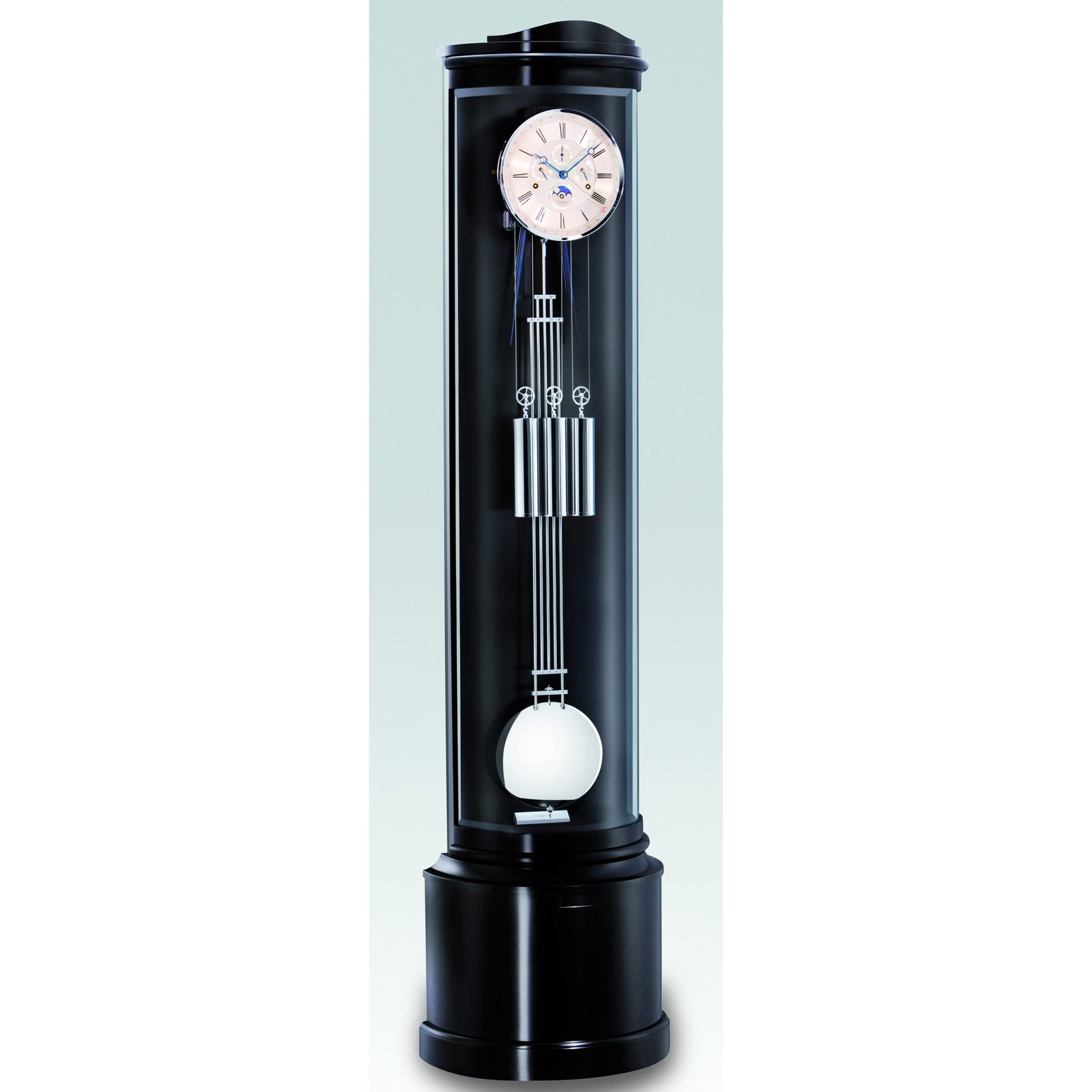 Kieninger Hoffburg 0111 Curved Glass Floor Clock in Black Piano, Limited Edition
