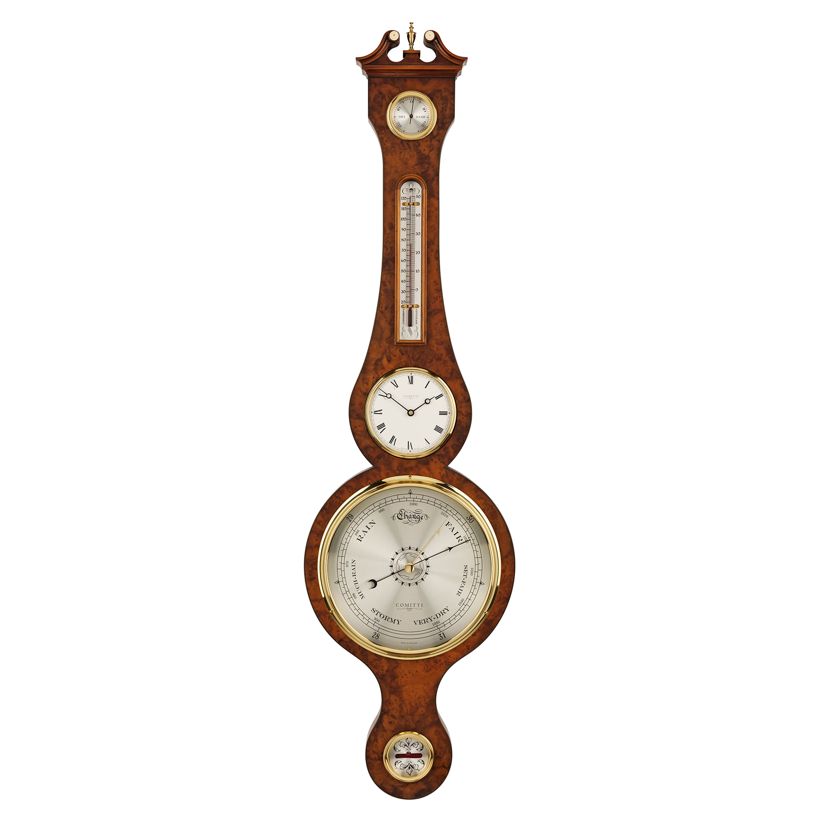 Comitti of London, The Regency Banjo Barometer With Clock, BC270.8