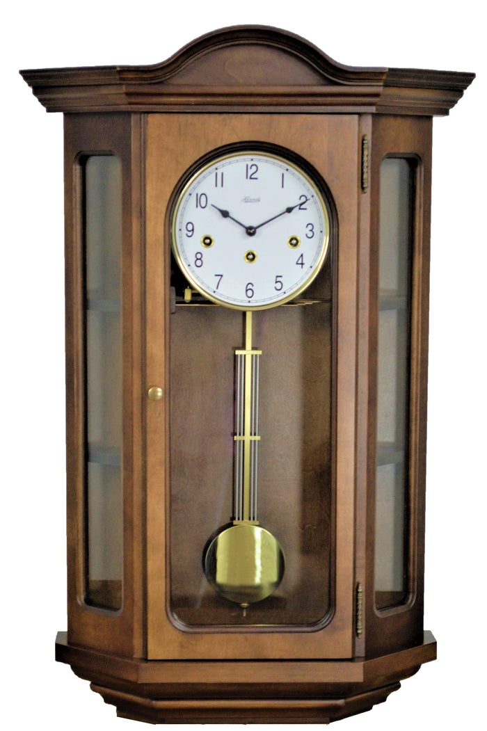Hermle FAULKNER Mechanical Curio Wall Clock 70305N90341, Maple Wood