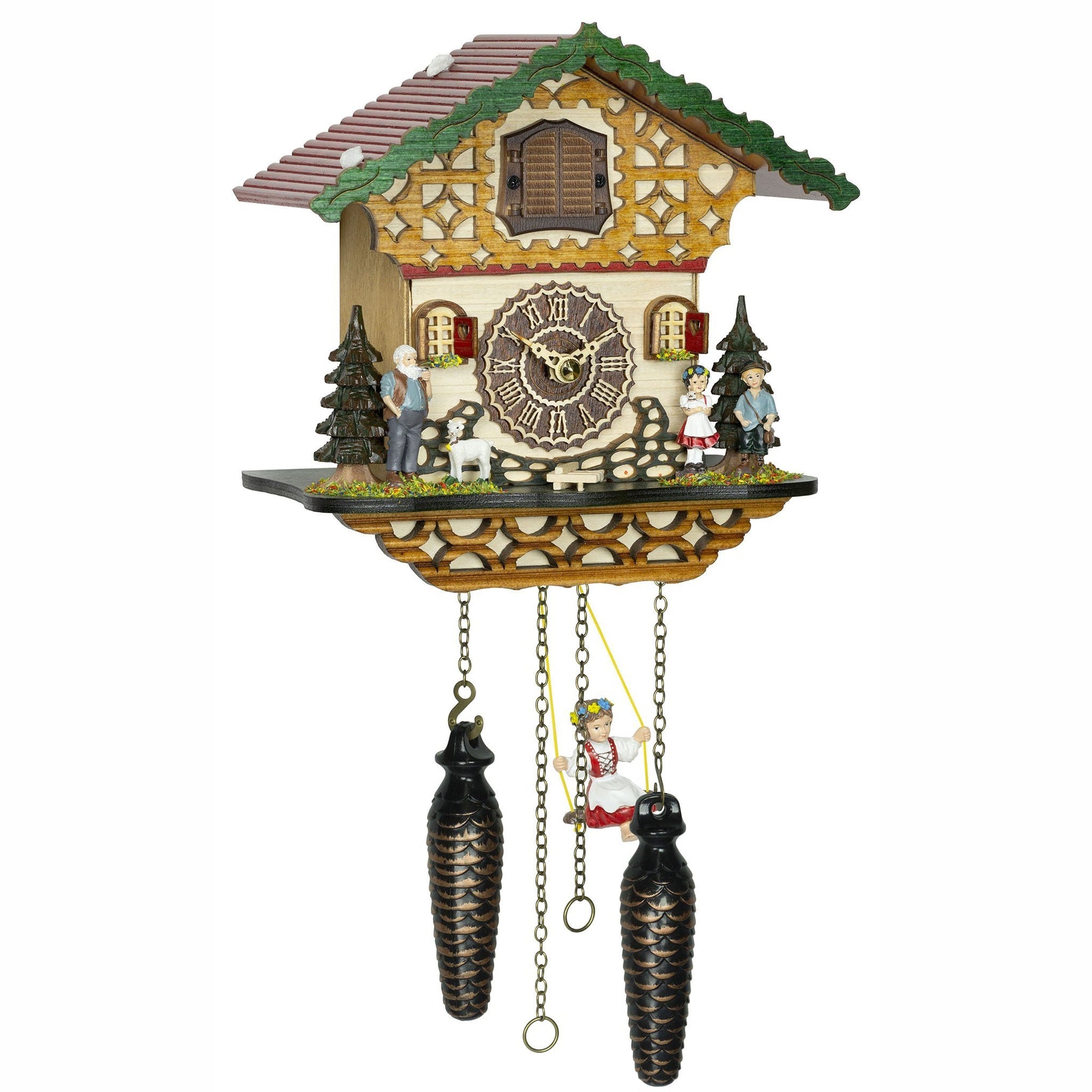 Hermle HEIDI Black Forest Swinging Girl Clock Model 7400