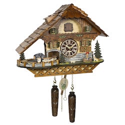 Hermle PHILLIP Black Forest Carved Cuckoo Clock with A Moving Train Model 77000