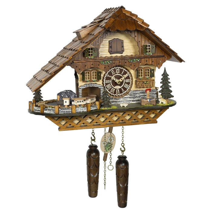 Hermle PHILLIP Chalet Style Musical Black Forest Cuckoo Clock with Moving Train, Model 77000