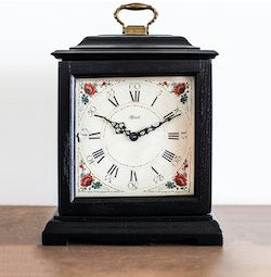 Hermle AUSTEN Bracket-Style Mechanical Mantel Clock 22518B0340, Black