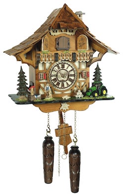 Hermle WILHELM Black Forest Carved Cuckoo Clock with A Bird And Leaf Motif, Model 88000