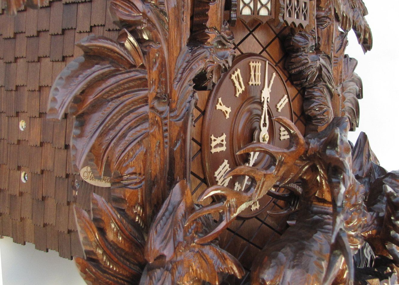 Black Forest Clock - Large Eagle, Fighting Deer 8395S