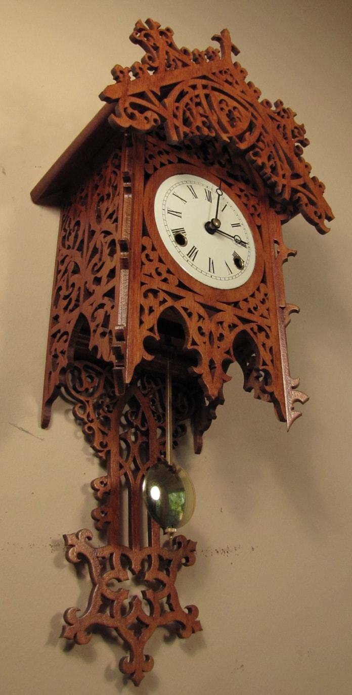 Black Forest Clock - Rombach & Haas BAMBERG Black Forest Clock, 8-Day, Half And Full Hour Strike, Cherry Finish, 7401K