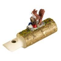 German Black Forest Whistle Carved from Solid Linden Branch, 6", Squirrel Figurine