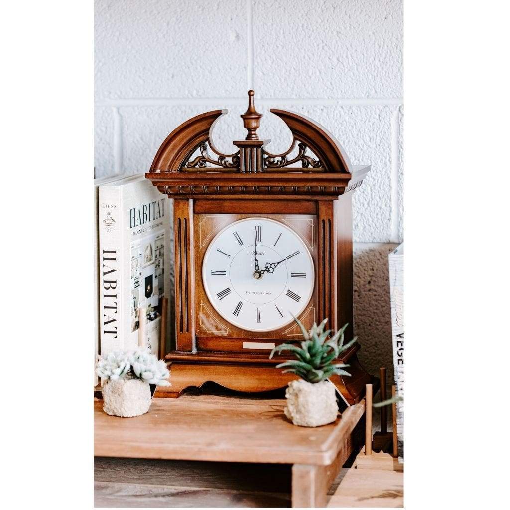 Classic Mantel Clocks - Hermle JACKSON Quartz Mantel Clock #42011, Walnut