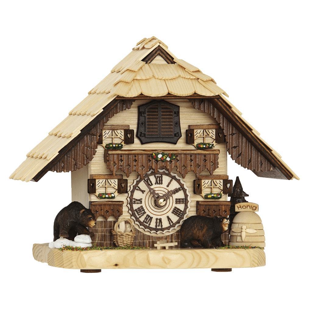 Cuckoo Clock - Hermle BENDORF Tabletop Quartz Cuckoo Clock With Two Carved Bears #66000 By Trenkle Uhren