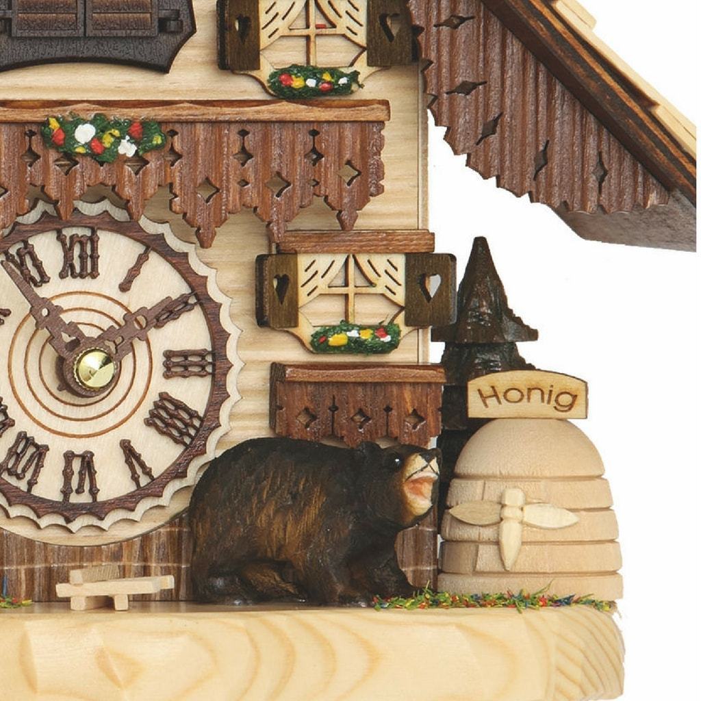 Cuckoo Clock - Hermle BENDORF Tabletop Quartz Cuckoo Clock With Two Carved Bears #66000 By Trenkle Uhren
