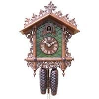 Cuckoo Clock - Romba BahnhŠusle 8221, Carved Leaves, Green Front