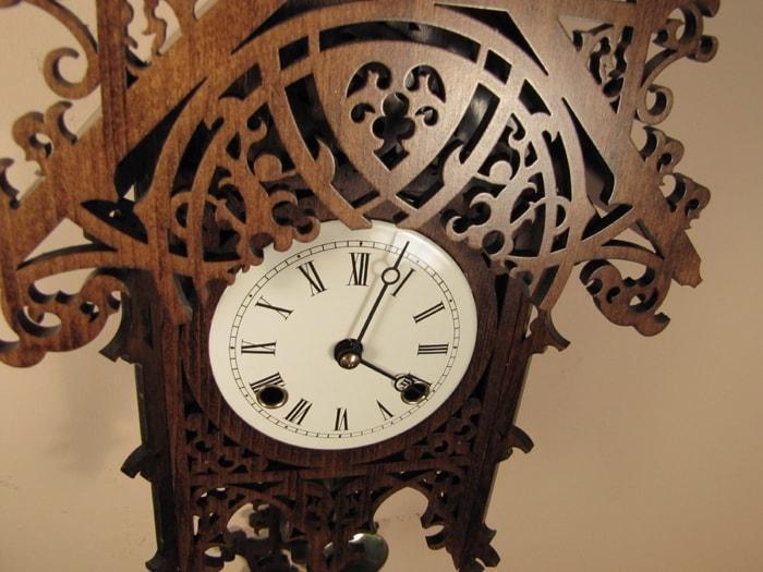 Cuckoo Clock - Romba BAMBERG  Black Forest Clock, 8-Day, Half And Full Hour Strike In Dark Linden Wood, #7401