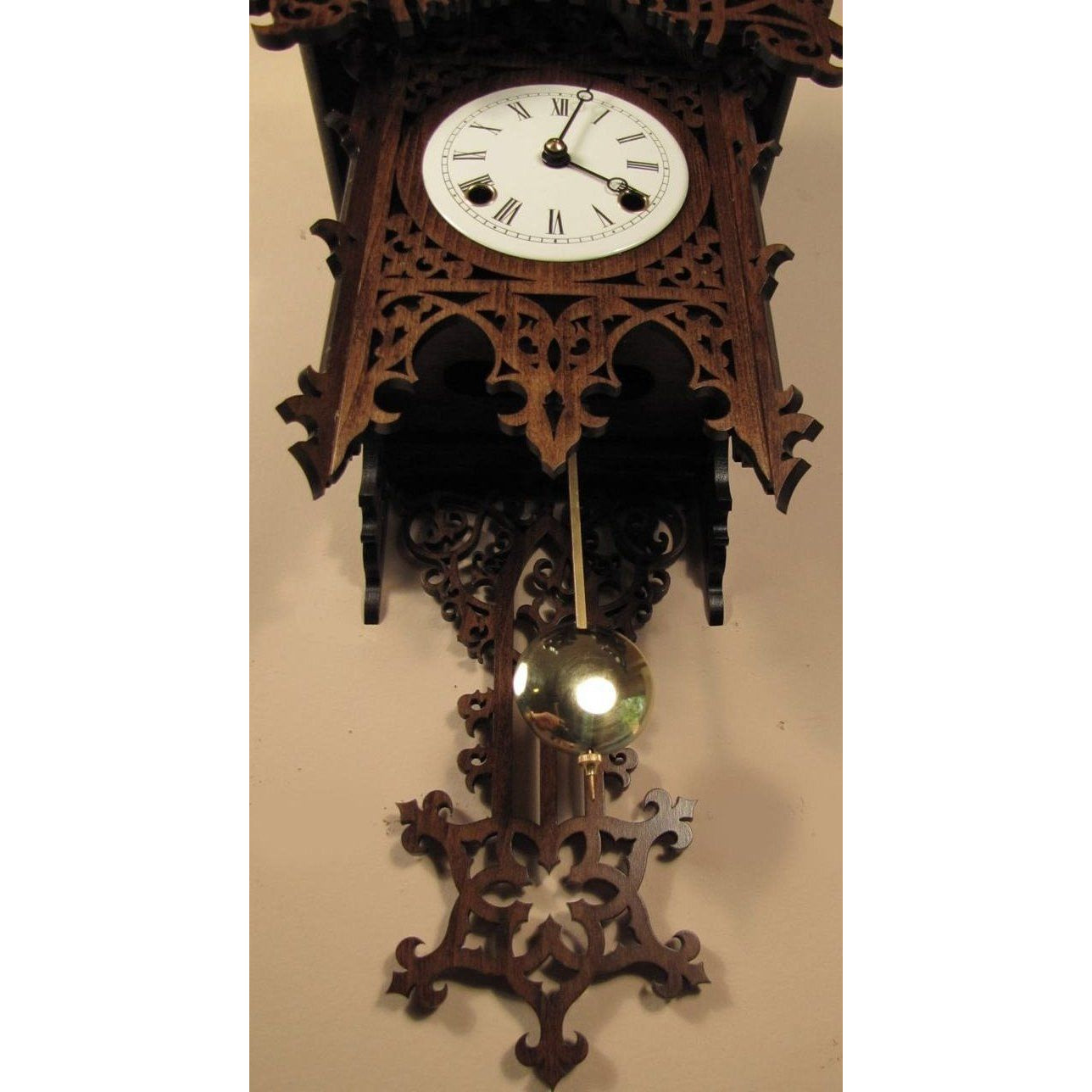 Romba BAMBERG  Black Forest Clock, 8-Day, Half and Full Hour Strike in Dark Linden Wood, #7401