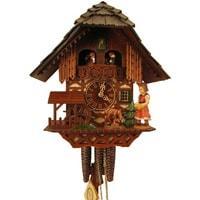 Cuckoo Clock - Romba FEEDING DEER Model 1385 1-Day Black Forest Cuckoo Clock, Carved And Painted