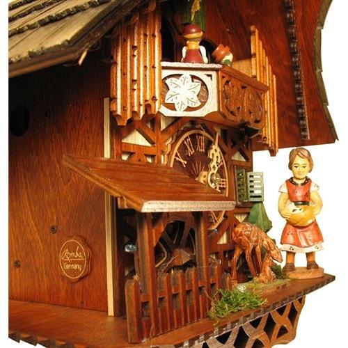 Cuckoo Clock - Romba FEEDING DEER Model 1385 1-Day Black Forest Cuckoo Clock, Carved And Painted