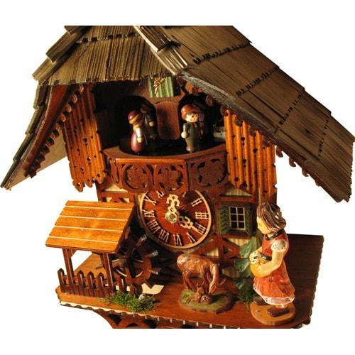 Cuckoo Clock - Romba FEEDING DEER Model 1385 1-Day Black Forest Cuckoo Clock, Carved And Painted