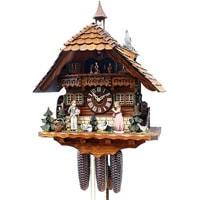 Cuckoo Clock - Romba LOVERS Model 8383, 8-Day Chalet Black Forest Cuckoo Clock, Animated Figures