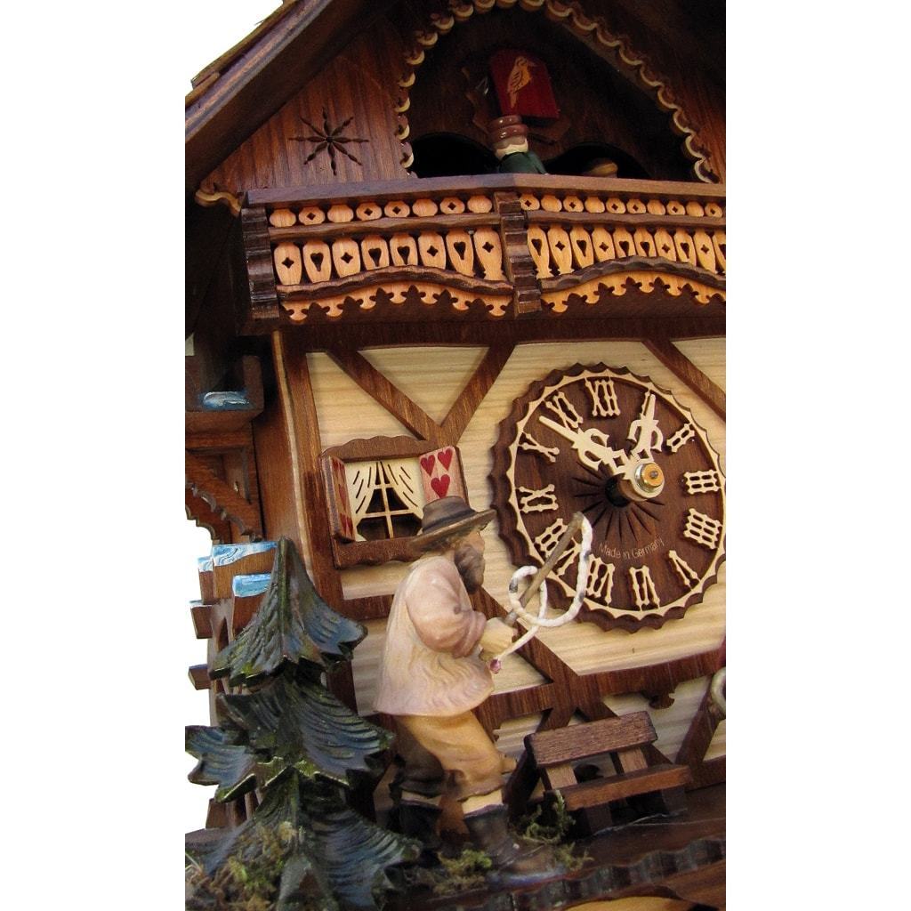 Cuckoo Clock - Romba WANDERER, Model 8355, 8-Day Black Forest Chalet Cuckoo Clock, Carved And Painted