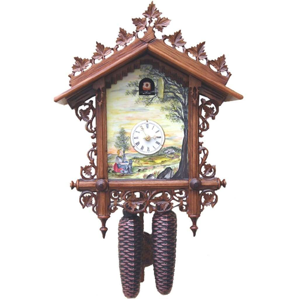 Cuckoo Clock - Rombach & Haas Bahnhäusle 8-Day Black Forest Cuckoo Clock BY THE RIVER Painted By Connie Haas, Limited Edition, #8222