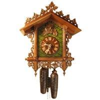 Rombach & Haas Bahnhäusle Black Forest Cuckoo Clock, 8-Day Half and Full Hour Call, Painted and Carved, #8221