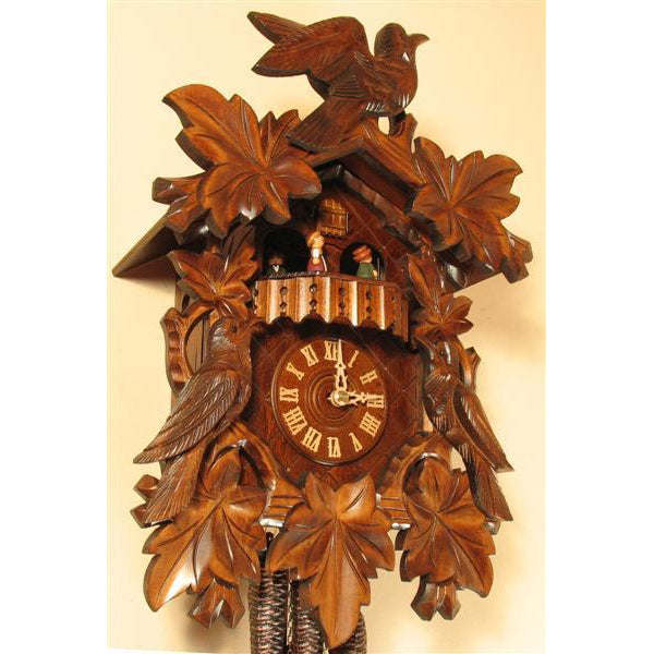 Rombach & Haas (Romba) BIRD AND LEAVES Model 1343 1-Day Black Forest Cuckoo Clock with Music Box