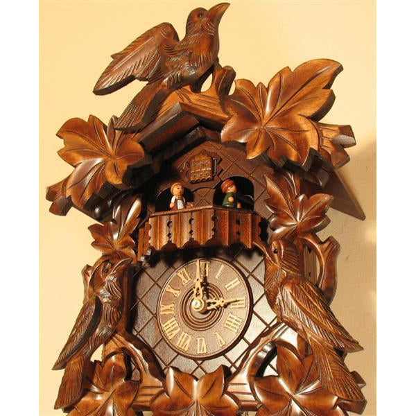Rombach & Haas (Romba) BIRD AND LEAVES Model 1343 1-Day Black Forest Cuckoo Clock with Music Box