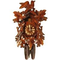 Rombach & Haas (Romba) BIRD AND LEAVES Model 8240 8-Day Black Forest Cuckoo Clock, Beautifully Carved